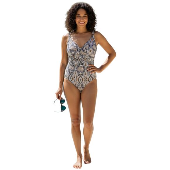 Catalina Other - Catalina Suddenly Slim Swimsuit 3X 22W-24W Leopard Wrap One Piece Tummy